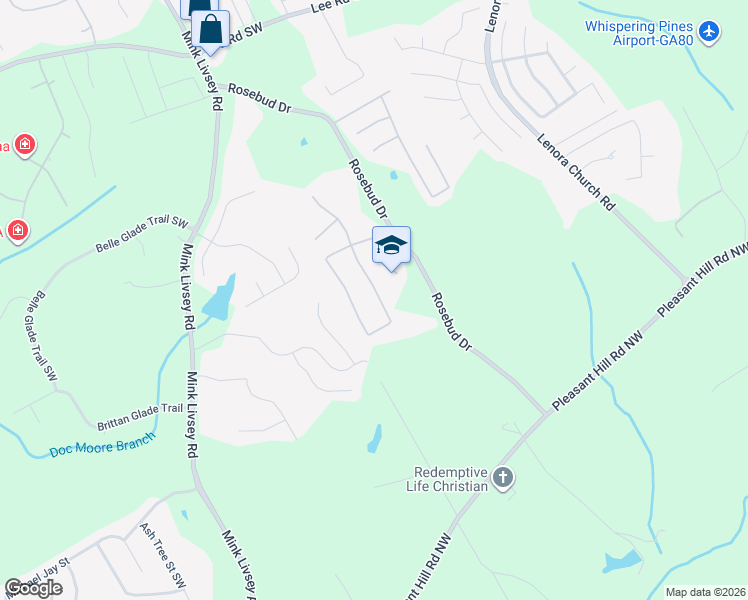 map of restaurants, bars, coffee shops, grocery stores, and more near 3912 Rosebud Park Drive in Snellville