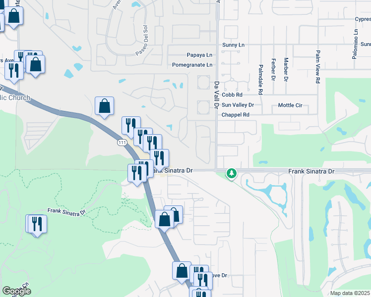 map of restaurants, bars, coffee shops, grocery stores, and more near 308 Vía Don Benito in Cathedral City