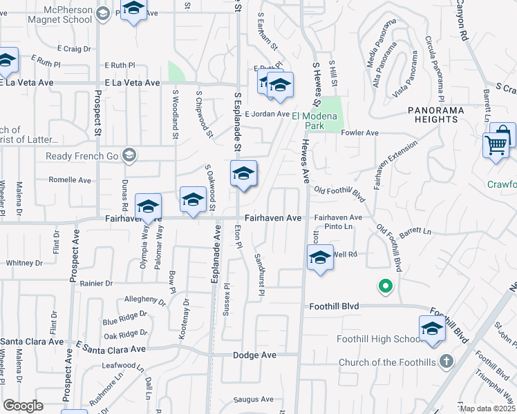 map of restaurants, bars, coffee shops, grocery stores, and more near 871 South Havenwood Circle in Orange