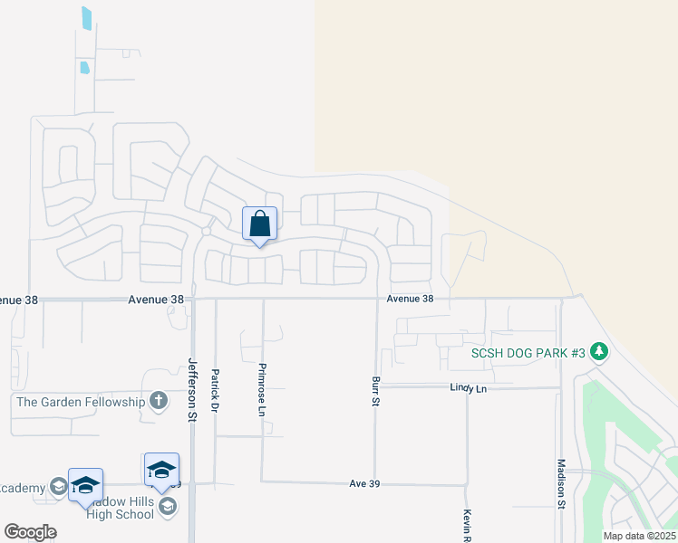 map of restaurants, bars, coffee shops, grocery stores, and more near 80395 Burnley Lane in Indio