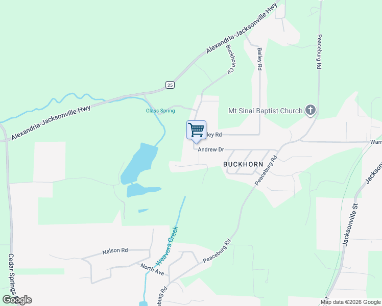 map of restaurants, bars, coffee shops, grocery stores, and more near 383 Andrew Drive in Weaver