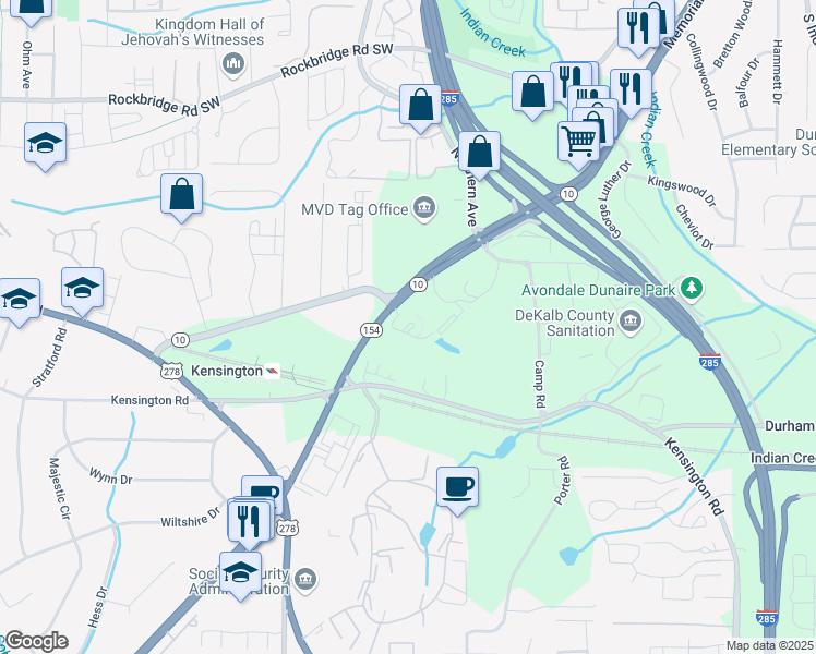 map of restaurants, bars, coffee shops, grocery stores, and more near 4309 Memorial Drive in Decatur
