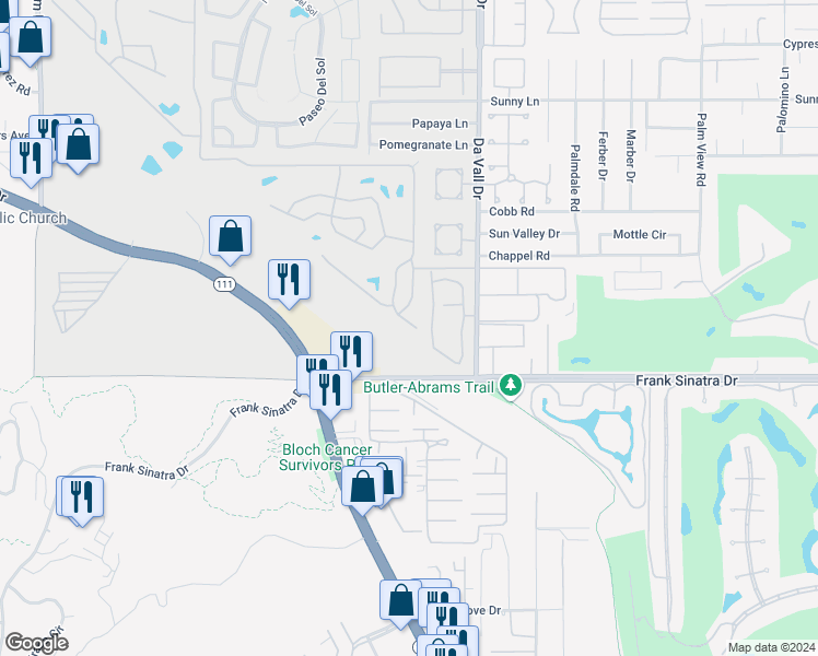map of restaurants, bars, coffee shops, grocery stores, and more near 308 Vía Don Benito in Cathedral City