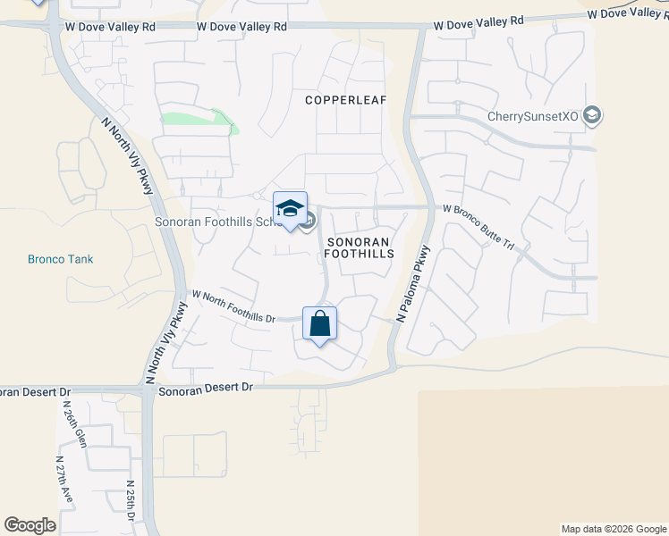 map of restaurants, bars, coffee shops, grocery stores, and more near 31910 North 20th Lane in Phoenix