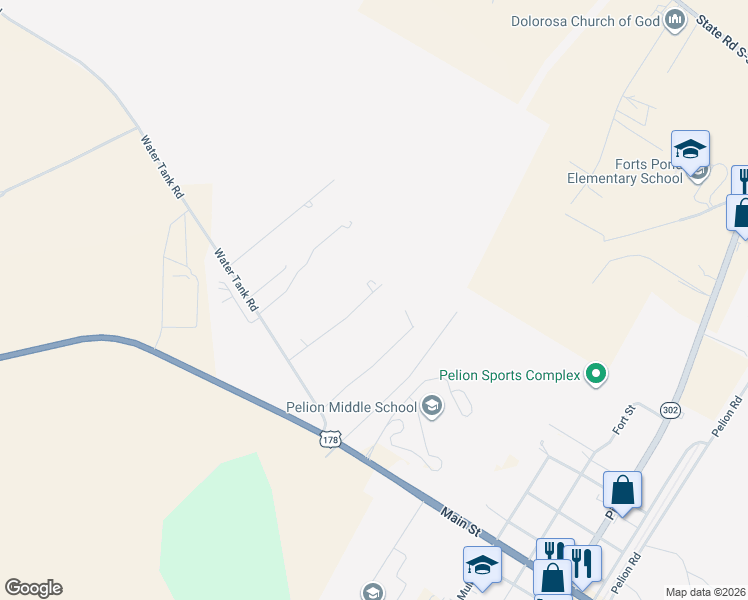 map of restaurants, bars, coffee shops, grocery stores, and more near 283 Summerland Court in Pelion