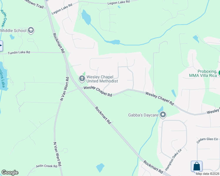 map of restaurants, bars, coffee shops, grocery stores, and more near 213 Wesley Mill Way in Villa Rica