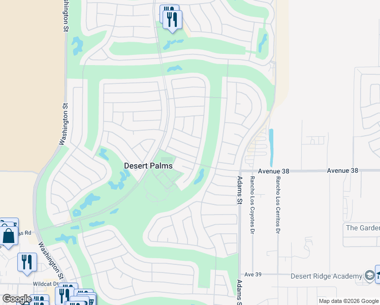 map of restaurants, bars, coffee shops, grocery stores, and more near 78618 Dancing Waters Road in Palm Desert