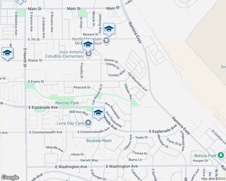 map of restaurants, bars, coffee shops, grocery stores, and more near 1267 Raphael Court in San Jacinto