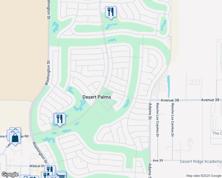 map of restaurants, bars, coffee shops, grocery stores, and more near 78543 Dancing Waters Road in Palm Desert