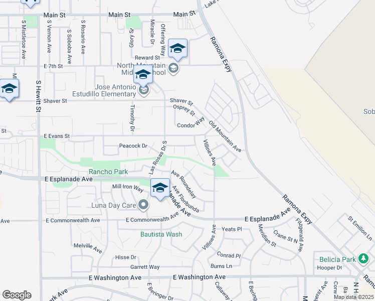 map of restaurants, bars, coffee shops, grocery stores, and more near 1267 Raphael Court in San Jacinto