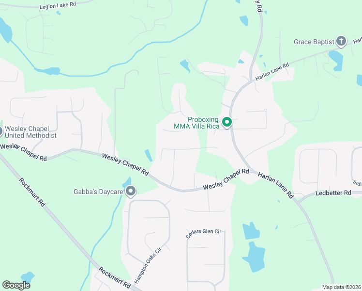 map of restaurants, bars, coffee shops, grocery stores, and more near 206 Cornell Court in Villa Rica