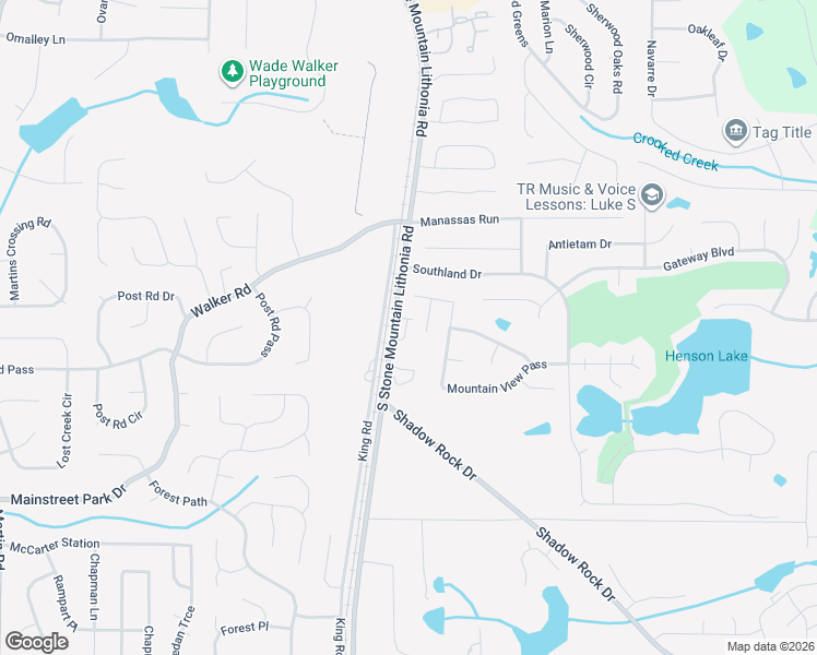 map of restaurants, bars, coffee shops, grocery stores, and more near 5513 Mountain View Summit in Stone Mountain