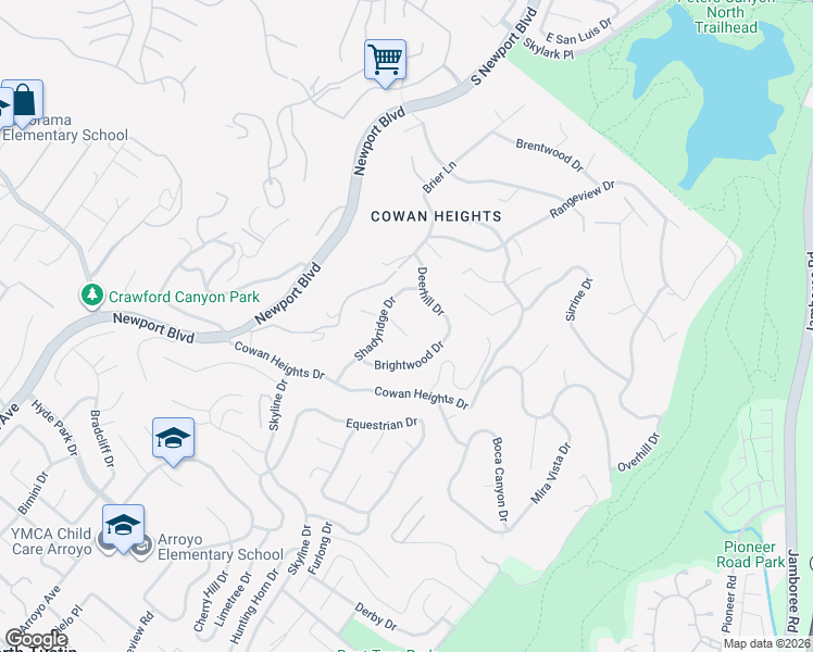 map of restaurants, bars, coffee shops, grocery stores, and more near 1461 Longmont Place in North Tustin