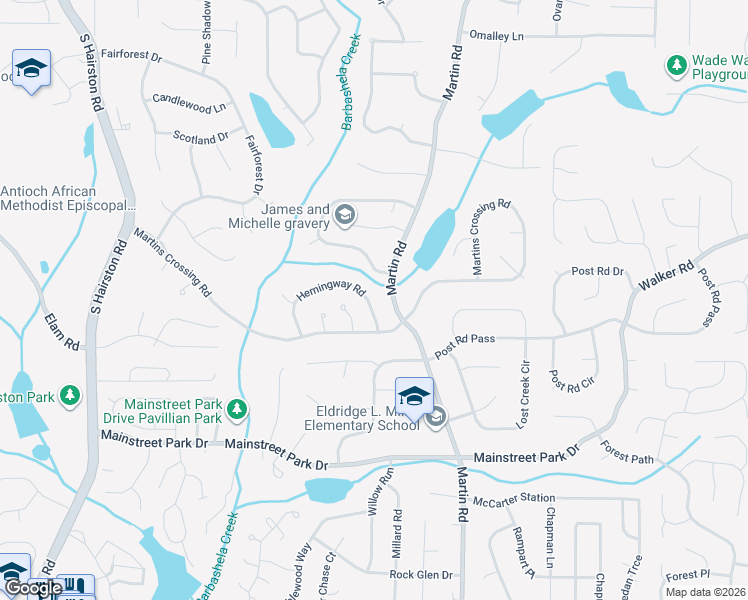map of restaurants, bars, coffee shops, grocery stores, and more near 931 Hemingway Road in Stone Mountain