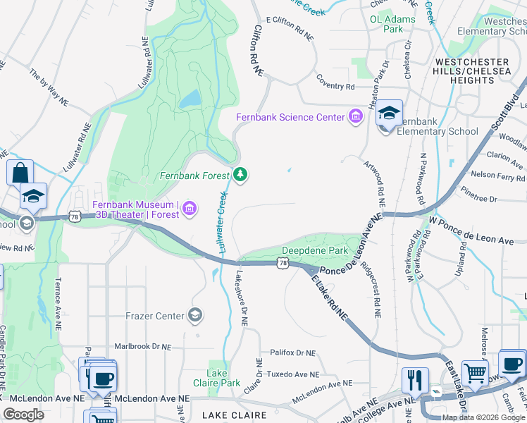 map of restaurants, bars, coffee shops, grocery stores, and more near 897 Barton Woods Road Northeast in Atlanta