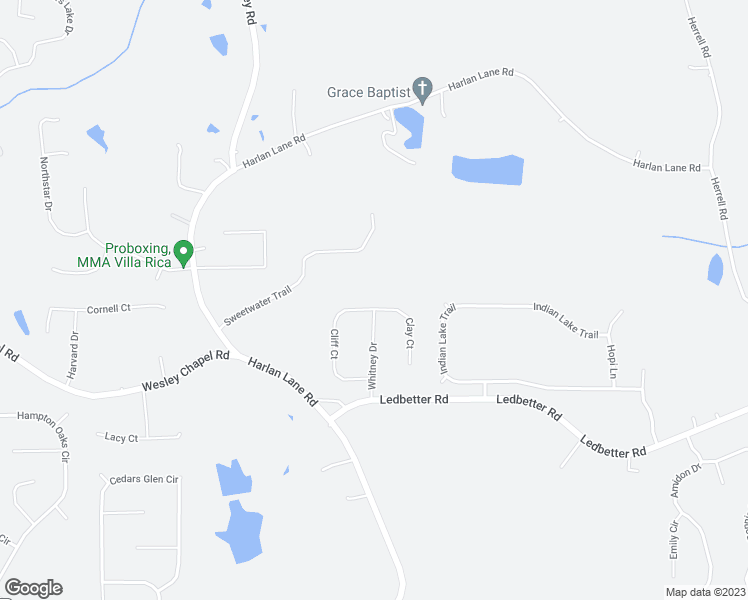 map of restaurants, bars, coffee shops, grocery stores, and more near 174 Cliff Court in Villa Rica