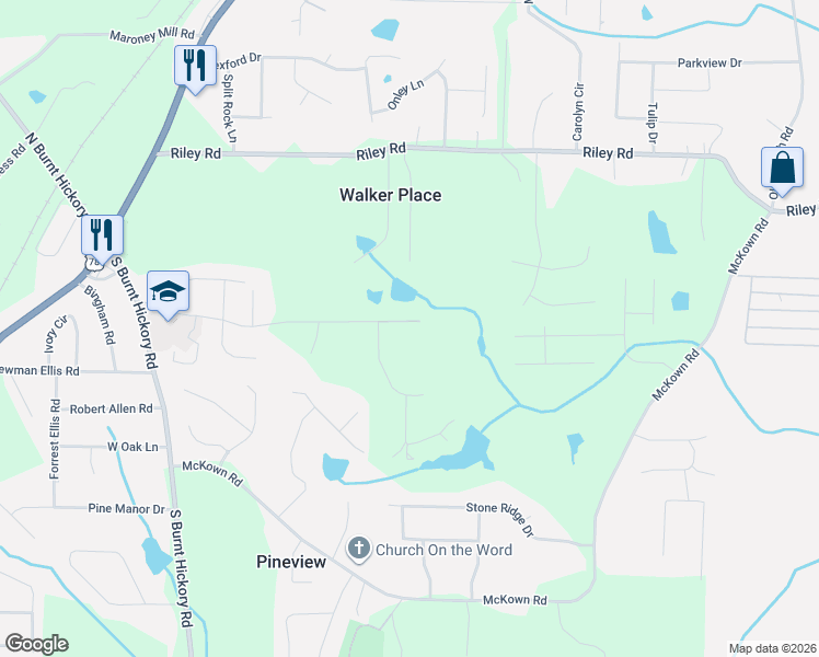 map of restaurants, bars, coffee shops, grocery stores, and more near 3571 Spivey Drive in Douglasville