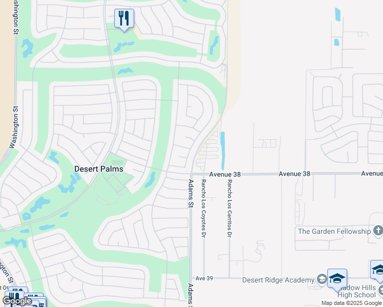 map of restaurants, bars, coffee shops, grocery stores, and more near 37818 Turnberry Isle Drive in Palm Desert