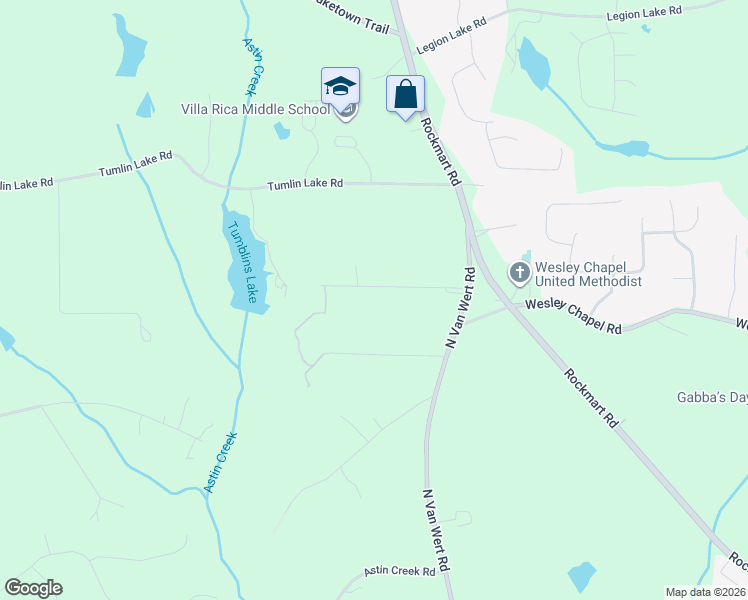 map of restaurants, bars, coffee shops, grocery stores, and more near 122 Wesley Chapel Lane in Villa Rica