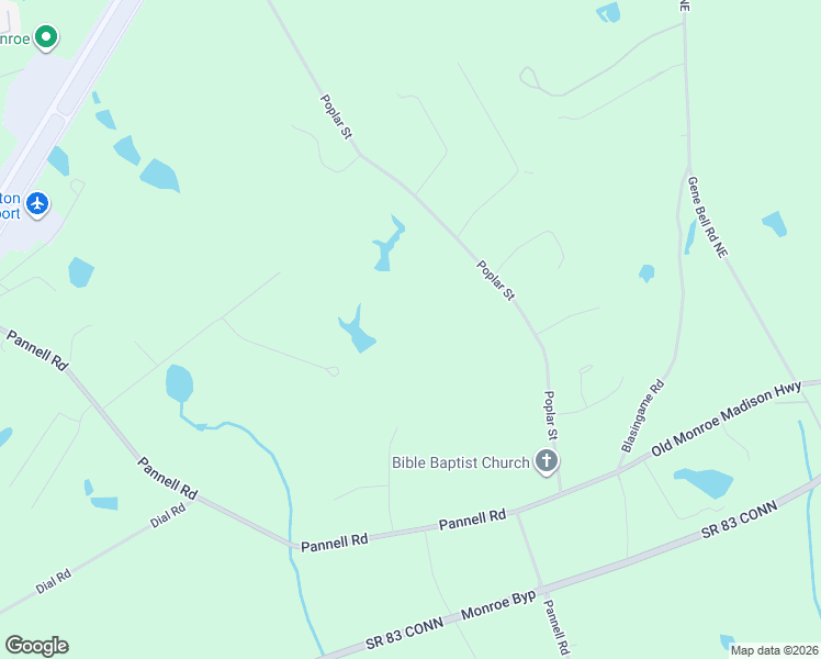 map of restaurants, bars, coffee shops, grocery stores, and more near Poplar Street in Monroe