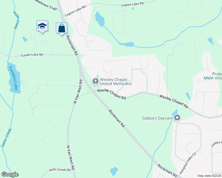 map of restaurants, bars, coffee shops, grocery stores, and more near 160 Wesley Chapel Road in Villa Rica
