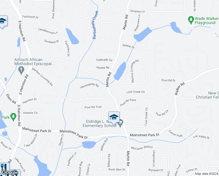 map of restaurants, bars, coffee shops, grocery stores, and more near 810 Martin Road in Stone Mountain