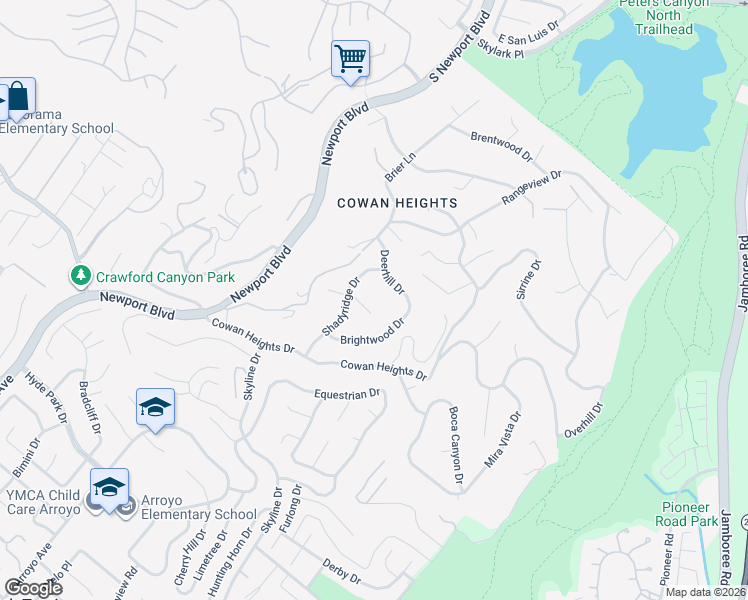 map of restaurants, bars, coffee shops, grocery stores, and more near 1461 Longmont Place in North Tustin