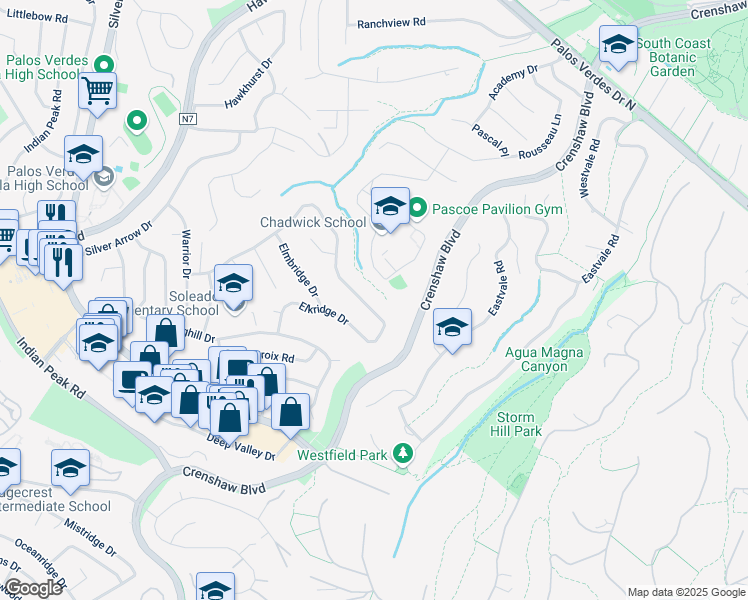 map of restaurants, bars, coffee shops, grocery stores, and more near 4630 Browndeer Lane in Rancho Palos Verdes