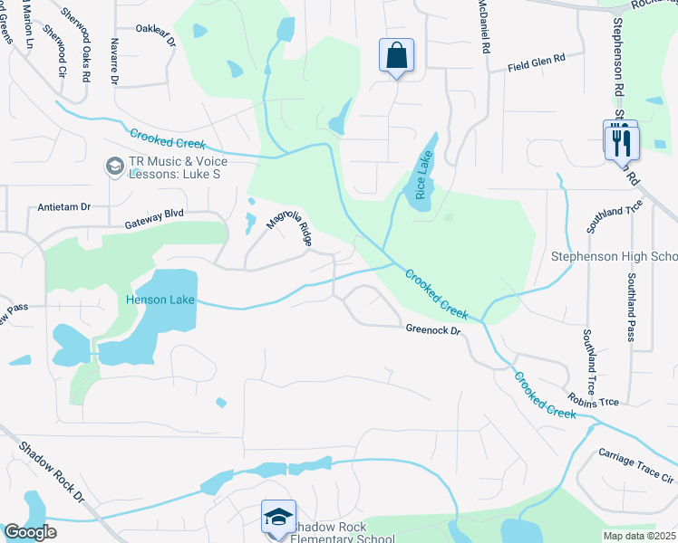 map of restaurants, bars, coffee shops, grocery stores, and more near 931 Linsley Way in Stone Mountain