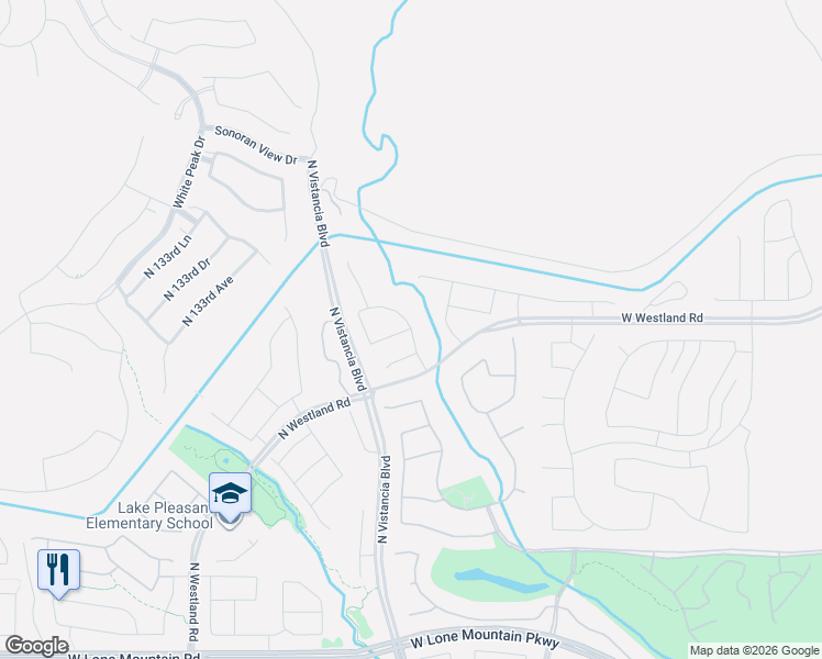 map of restaurants, bars, coffee shops, grocery stores, and more near 32133 North 129th Avenue in Peoria