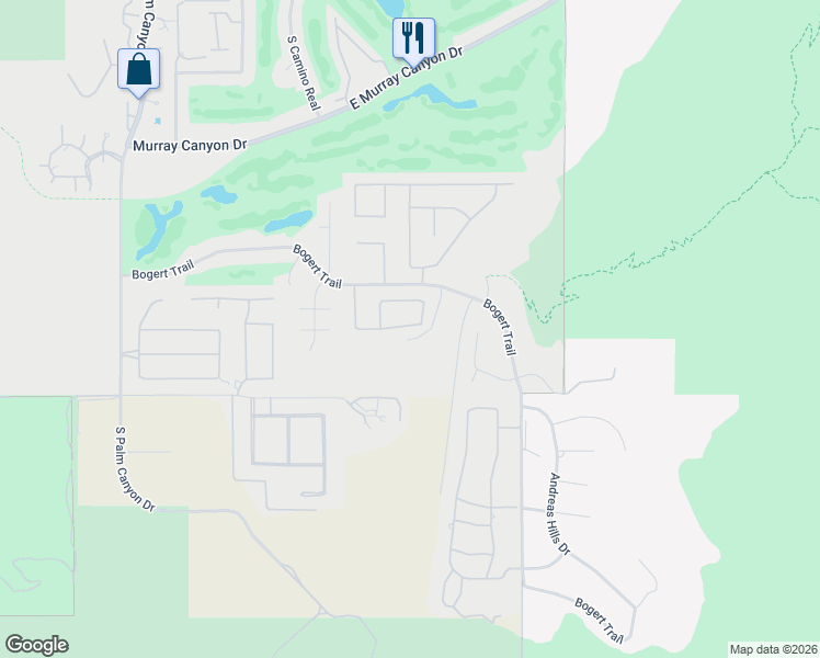 map of restaurants, bars, coffee shops, grocery stores, and more near 1017 Andreas Palms Drive in Palm Springs
