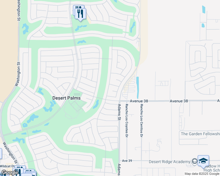 map of restaurants, bars, coffee shops, grocery stores, and more near 78795 Tangerine Court in Palm Desert
