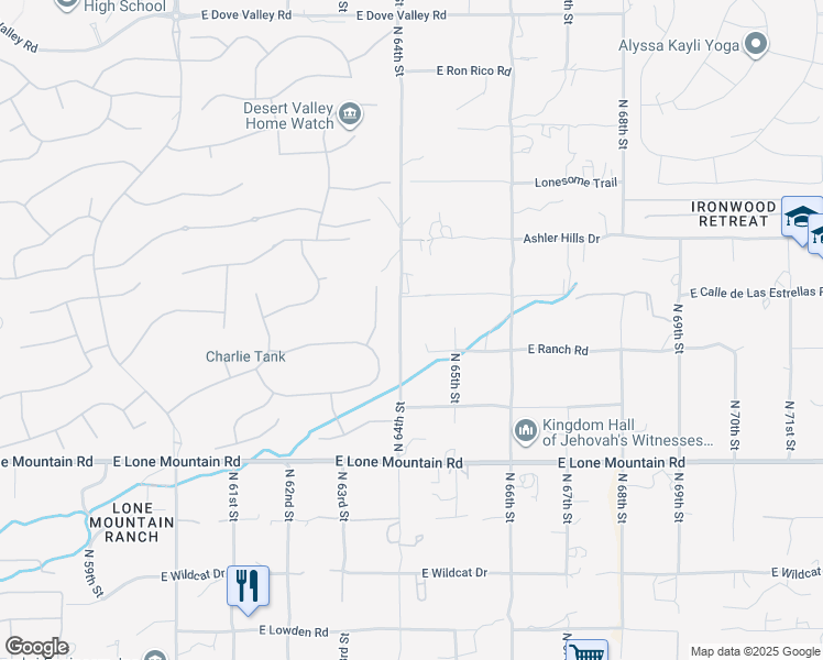 map of restaurants, bars, coffee shops, grocery stores, and more near 31815 North 64th Street in Cave Creek