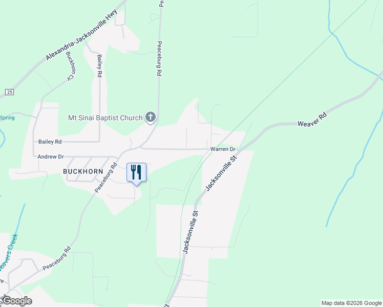 map of restaurants, bars, coffee shops, grocery stores, and more near 268 Warren Drive in Weaver