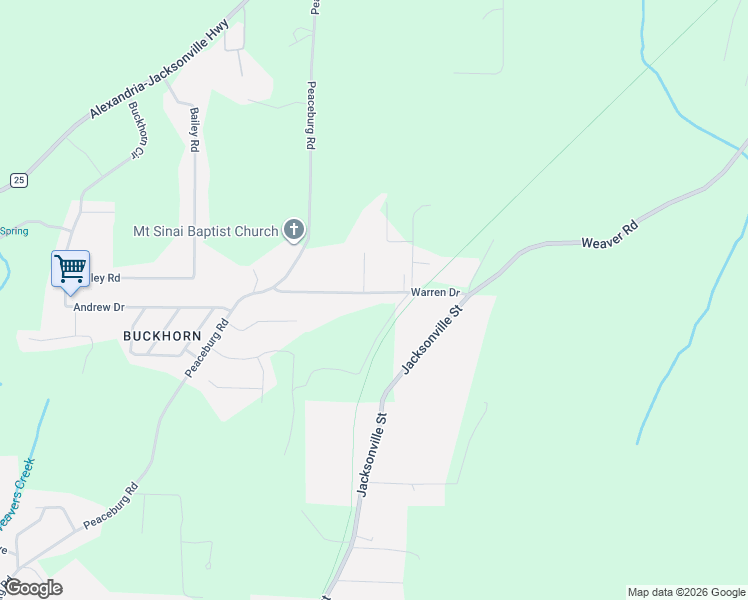 map of restaurants, bars, coffee shops, grocery stores, and more near 268 Warren Drive in Weaver