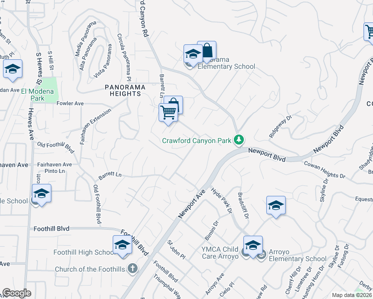 map of restaurants, bars, coffee shops, grocery stores, and more near 12945 Barrett Lane in Santa Ana