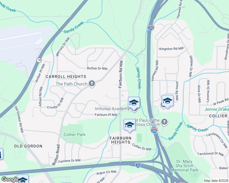 map of restaurants, bars, coffee shops, grocery stores, and more near 3463 Mark Place Northwest in Atlanta