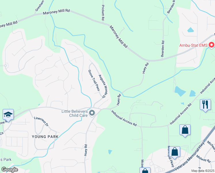 map of restaurants, bars, coffee shops, grocery stores, and more near 1140 Augusta Woods Drive in Douglasville