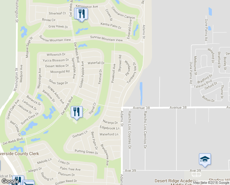 map of restaurants, bars, coffee shops, grocery stores, and more near 78797 Tamarisk Flower Drive in Palm Desert