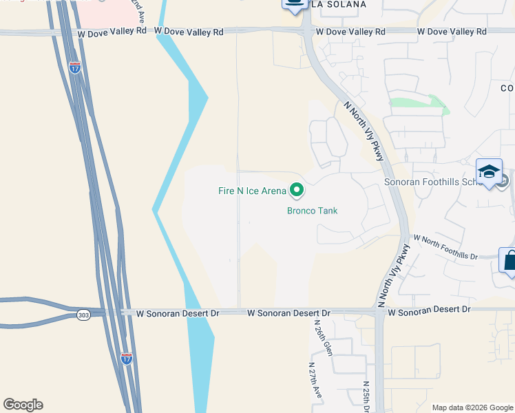 map of restaurants, bars, coffee shops, grocery stores, and more near 32000 North 28th Avenue in Phoenix