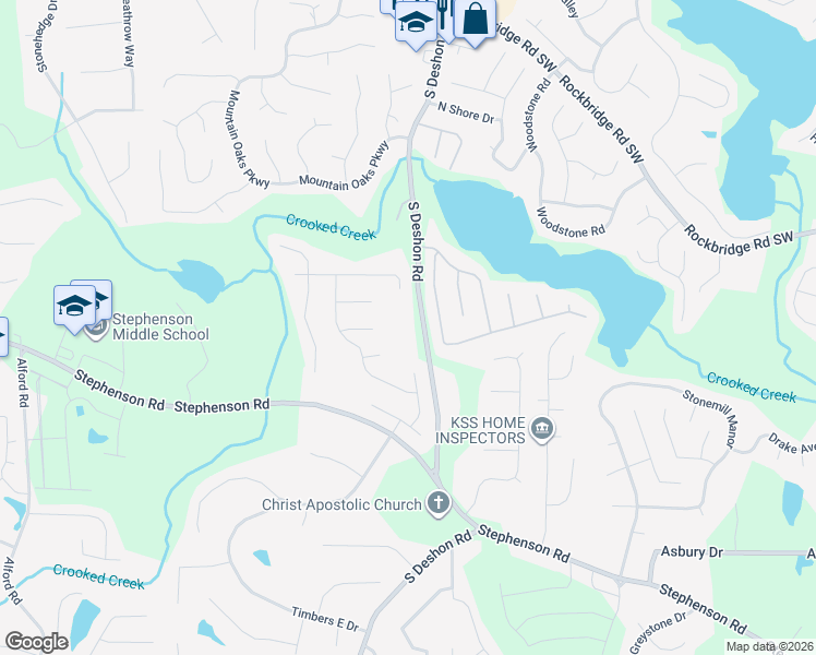 map of restaurants, bars, coffee shops, grocery stores, and more near 741 South Deshon Road in Lithonia