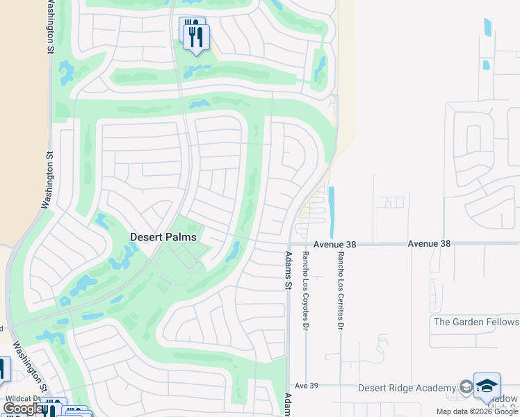map of restaurants, bars, coffee shops, grocery stores, and more near 37616 Pineknoll Avenue in Palm Desert