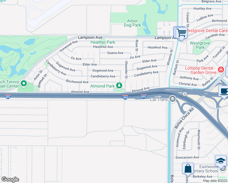 map of restaurants, bars, coffee shops, grocery stores, and more near 9874 Almond Avenue in Seal Beach