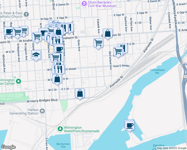 map of restaurants, bars, coffee shops, grocery stores, and more near 426 Lecouvreur Avenue in Los Angeles