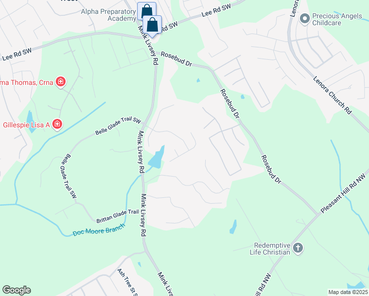 map of restaurants, bars, coffee shops, grocery stores, and more near 3430 Grand Manor Trail Southwest in Snellville