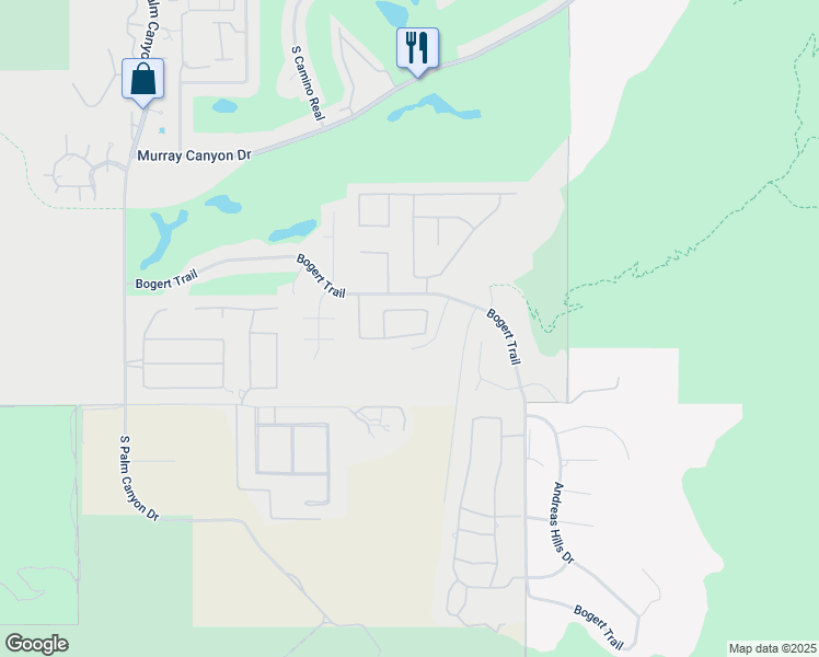 map of restaurants, bars, coffee shops, grocery stores, and more near 1016 Andreas Palms Drive in Palm Springs