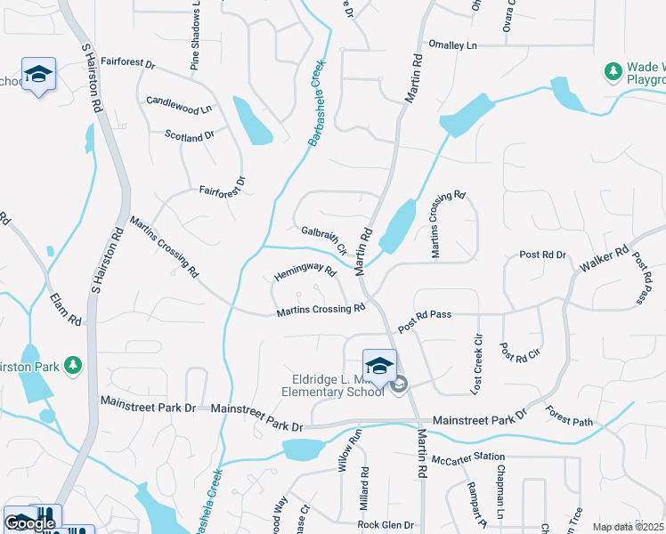 map of restaurants, bars, coffee shops, grocery stores, and more near 905 Hemingway Road in Stone Mountain