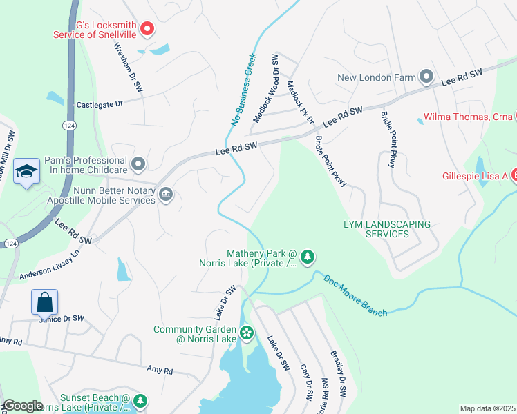 map of restaurants, bars, coffee shops, grocery stores, and more near 4488 James Wade Drive in Snellville