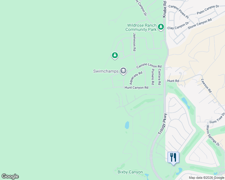 map of restaurants, bars, coffee shops, grocery stores, and more near 8606 Hunt Canyon Road in Corona