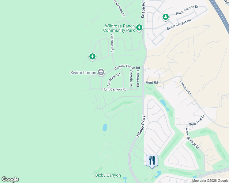 map of restaurants, bars, coffee shops, grocery stores, and more near 8783 Hunt Canyon Road in Corona